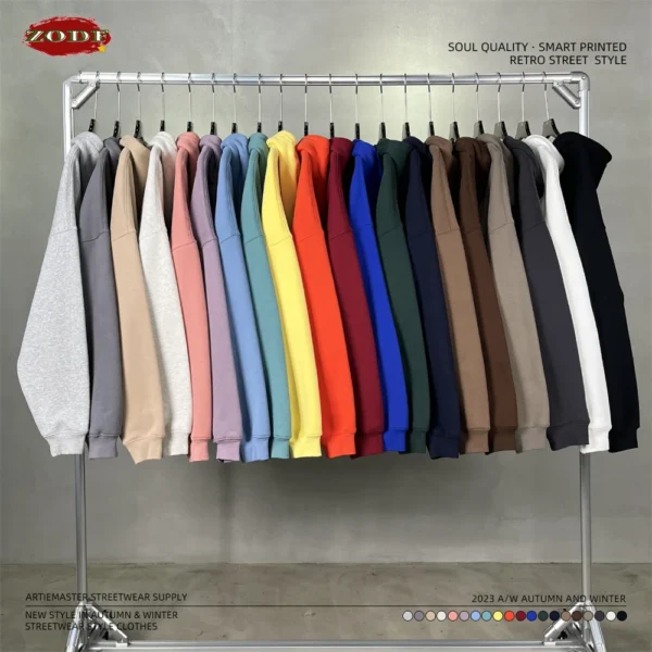 ZODF New Thick 350gsm Fleece Hooded Hoodies For Men Unisex Winter Oversized Loose Basic Solid Sweatshirts Pullovers Coats HY0631 - Image 6