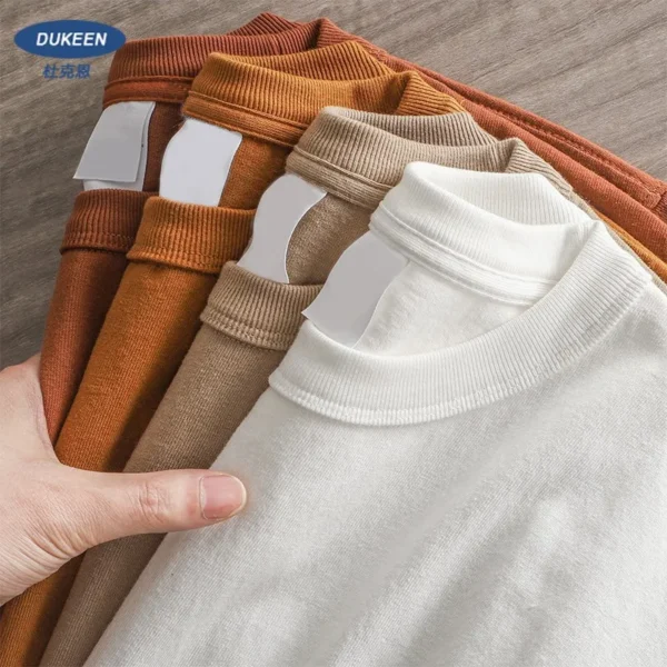 Dukeen 11.2 Oz Heavyweight Autumn Long Sleeved T Shirt for Men 100%Cotton Plain Shirt O-Neck White Tops Oversized Men's Clothing - Image 2