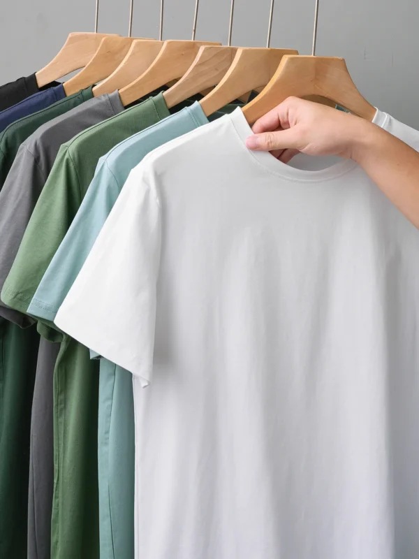 Dukeen Summer Thin Ice Silk T-Shirt for Men Crew Neck Short Sleeve Casual Soft Fitness Tops Plain Modal Cotton Oversized Tees - Image 2