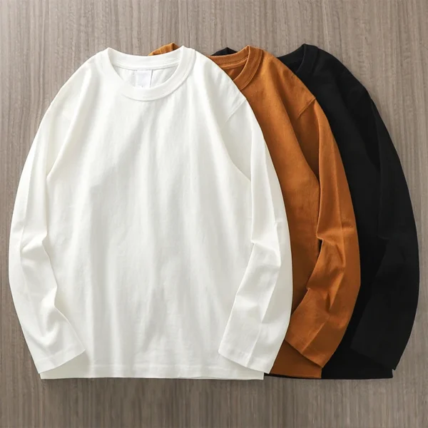 Dukeen 11.2 Oz Heavyweight Autumn Long Sleeved T Shirt for Men 100%Cotton Plain Shirt O-Neck White Tops Oversized Men's Clothing - Image 4