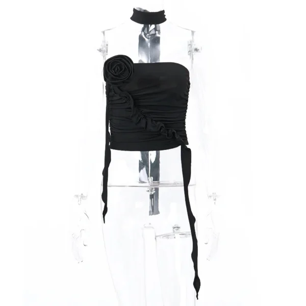 WhereMery Sexy Women Tank Top Y2K Summer Fashion Sleeveless Crop Tops Flower Lace up Ruffle Camisole Streetwear Cool Girls Camis - Image 5